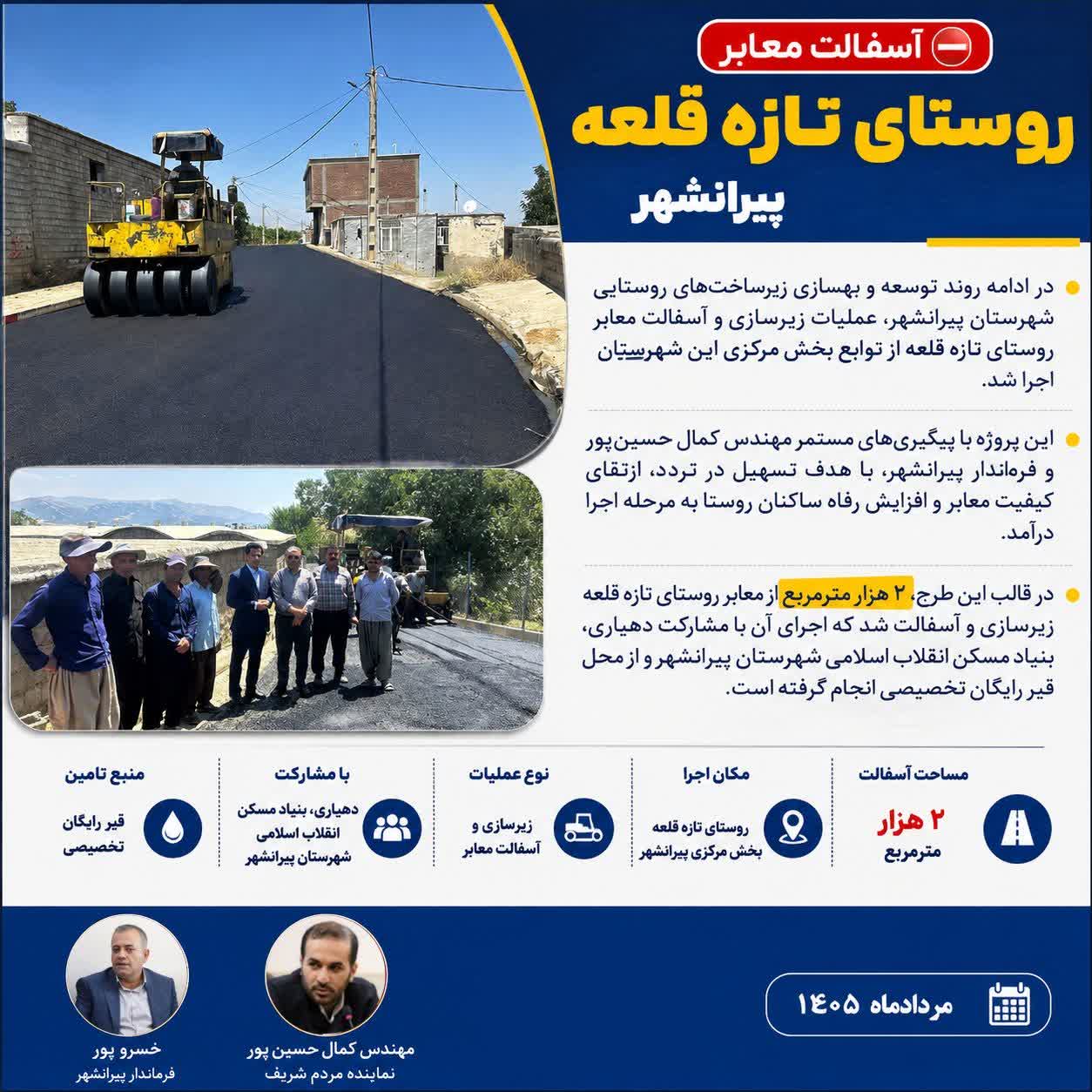 🛑 آسفالت معابر روستای تازه قلعه پیرانشهر